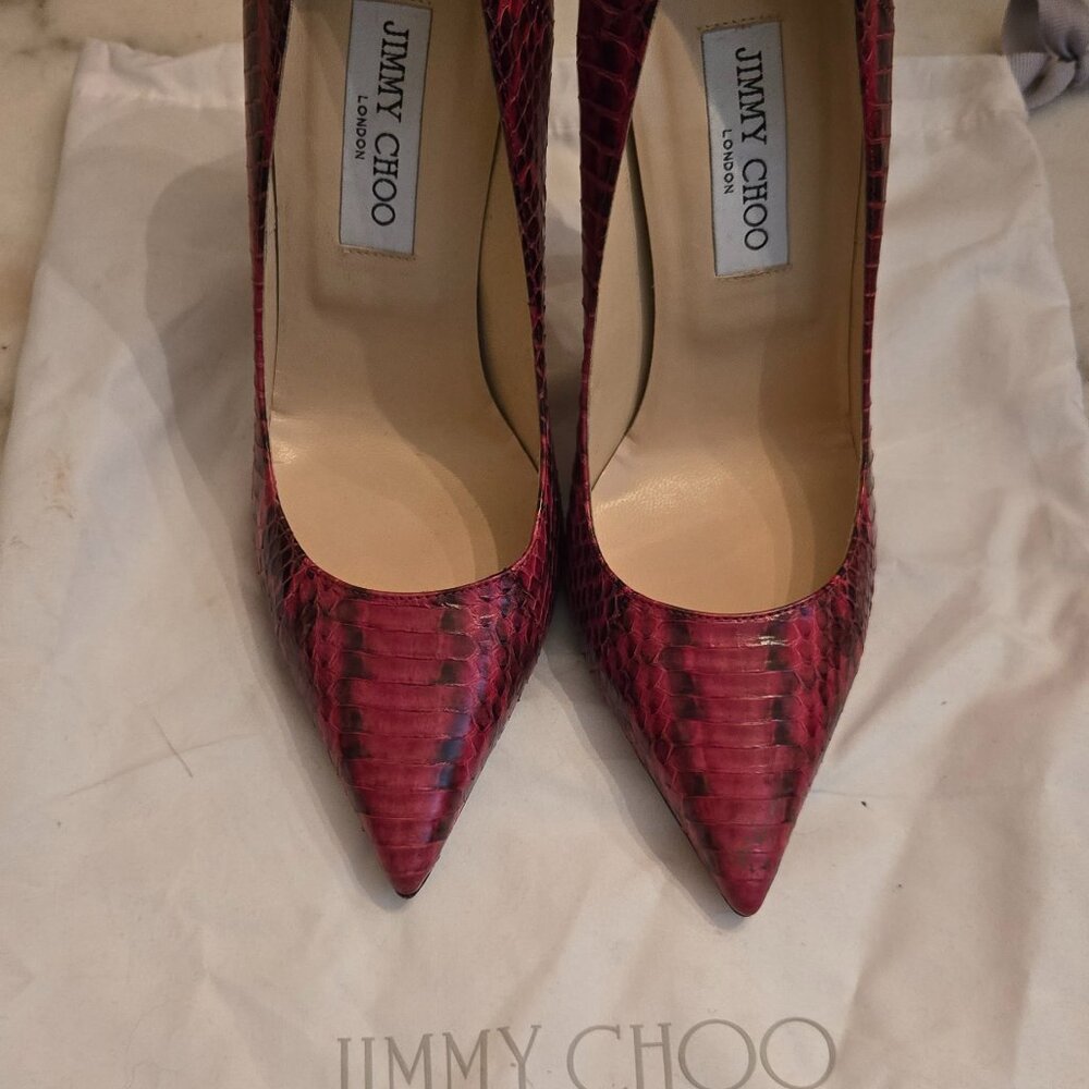 Jimmy Choo Anouk Red Snakeskin/Elaphe Pumps